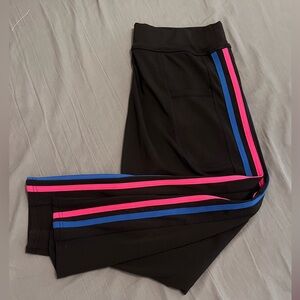 Black POP Fit Leggings with Pink & Blue Stripe